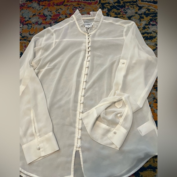 Express Portofino Slim Sheer Blouse - Picture 6 of 14